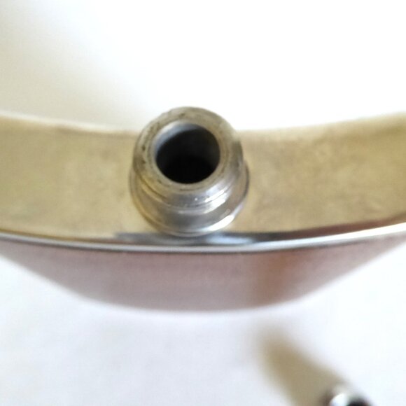 VINTAGE GUARANTEED HIP FLASK 18-8 STAINLESS STEEL & BROWN LEATHER? VINYL? (USED) - Picture 8 of 10